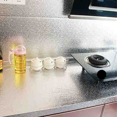 Oil Proof Aluminium Adhesive Sheet Stove Top - Silver - 60 x 200 cm